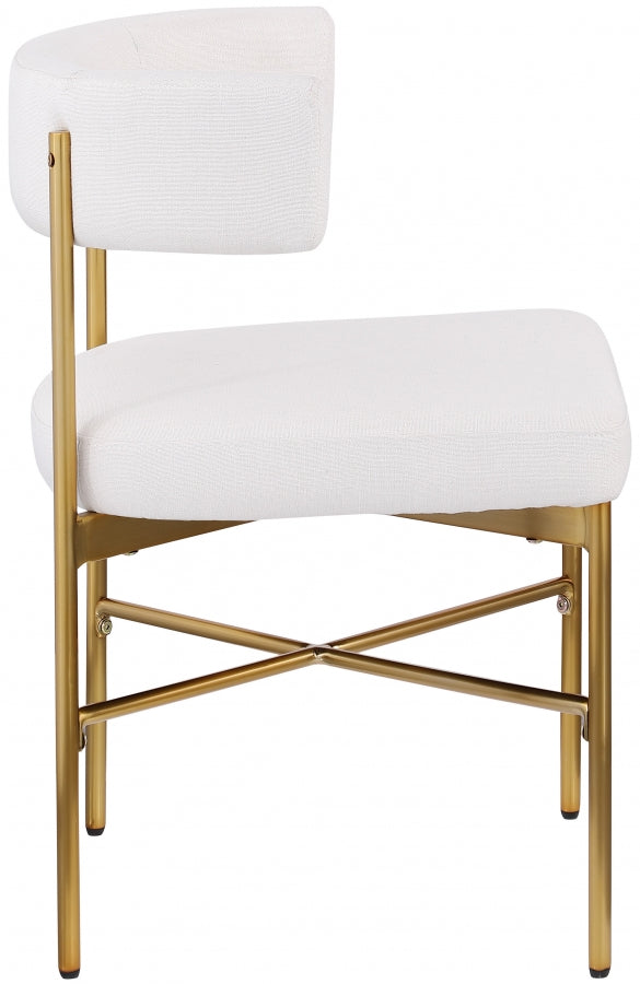 Rivage Linen Textured Fabric Upholstered Dining Chair in Cream, Set of 2 - 926Cream-C