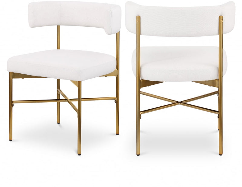 Rivage Linen Textured Fabric Upholstered Dining Chair in Cream, Set of 2 - 926Cream-C