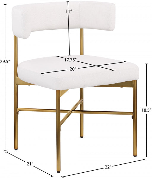 Rivage Linen Textured Fabric Upholstered Dining Chair in Cream, Set of 2 - 926Cream-C