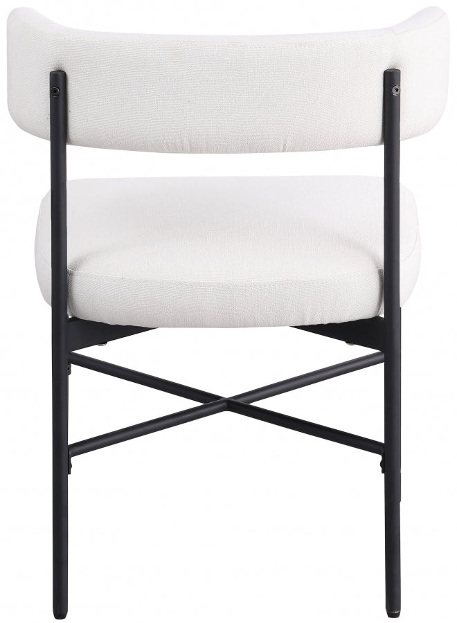 Rivage Linen Textured Fabric Upholstered Dining Chair in Cream, Set of 2 - 928Cream-C
