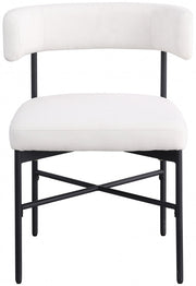 Rivage Linen Textured Fabric Upholstered Dining Chair in Cream, Set of 2 - 928Cream-C