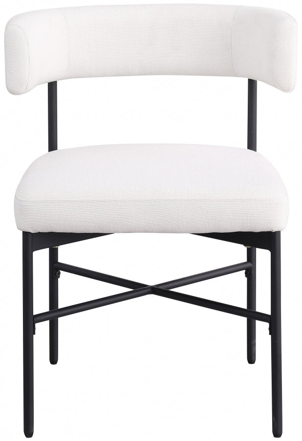 Rivage Linen Textured Fabric Upholstered Dining Chair in Cream, Set of 2 - 928Cream-C