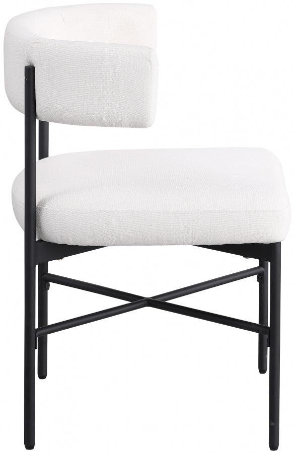 Rivage Linen Textured Fabric Upholstered Dining Chair in Cream, Set of 2 - 928Cream-C