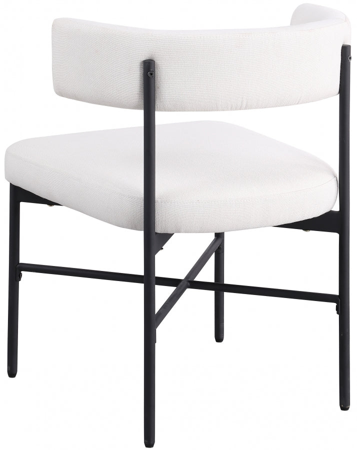 Rivage Linen Textured Fabric Upholstered Dining Chair in Cream, Set of 2 - 928Cream-C