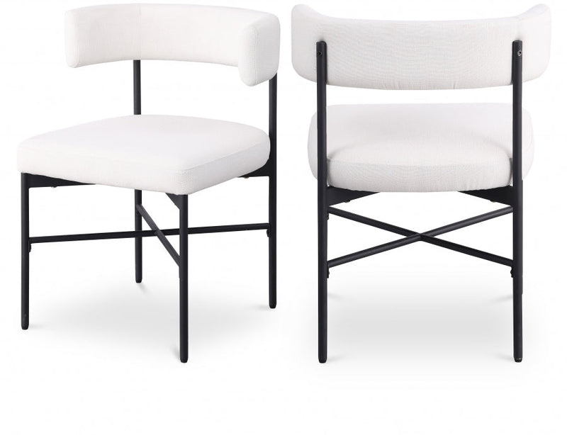 Rivage Linen Textured Fabric Upholstered Dining Chair in Cream, Set of 2 - 928Cream-C