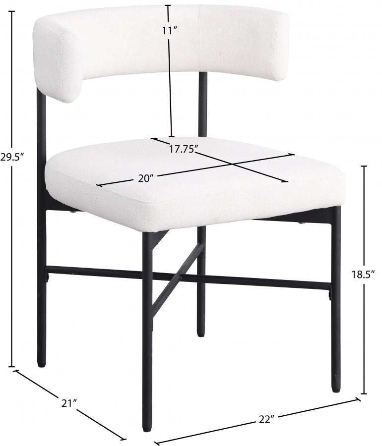 Rivage Linen Textured Fabric Upholstered Dining Chair in Cream, Set of 2 - 928Cream-C
