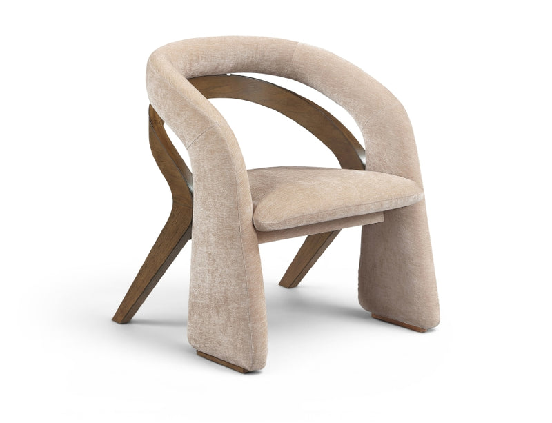 Riven Performance Fabric Upholstered Dining Chair in Beige - 77056Beige-C
