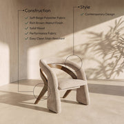 Riven Performance Fabric Upholstered Dining Chair in Beige - 77056Beige-C