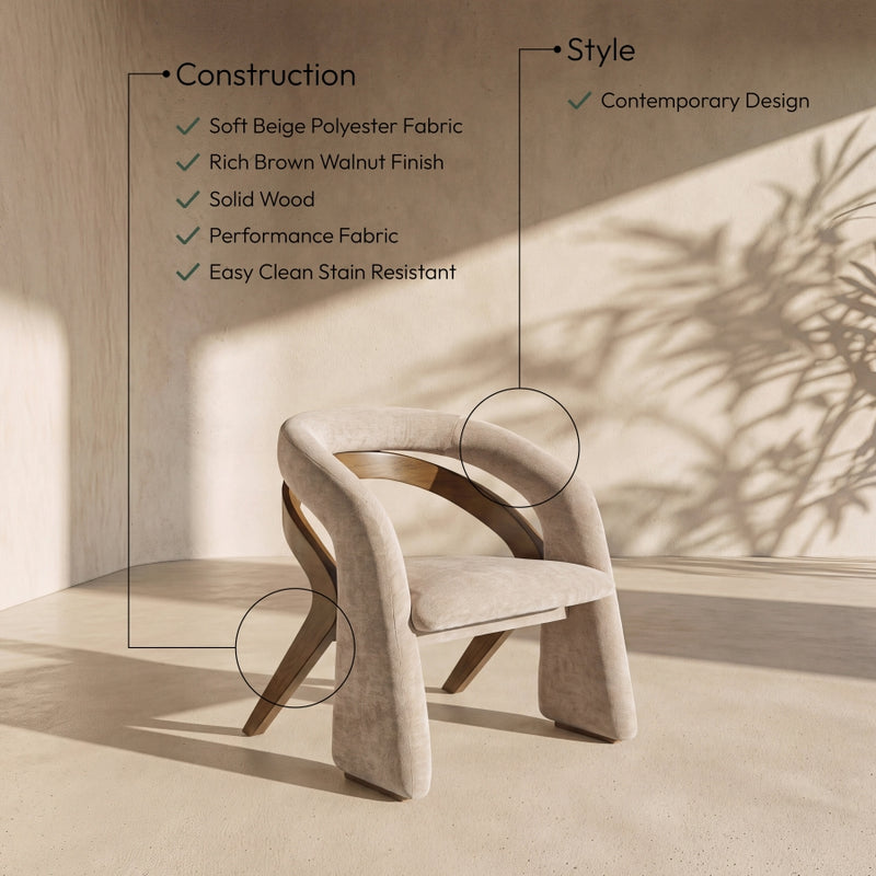 Riven Performance Fabric Upholstered Dining Chair in Beige - 77056Beige-C
