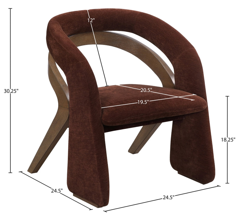 Riven Performance Fabric Upholstered Dining Chair in Burgundy - 77056Burg-C