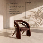 Riven Performance Fabric Upholstered Dining Chair in Burgundy - 77056Burg-C