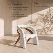 Riven Performance Fabric Upholstered Dining Chair in Cream - 77056Cream-C