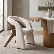 Riven Performance Fabric Upholstered Dining Chair in Cream - 77056Cream-C