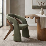 Riven Performance Fabric Upholstered Dining Chair in Green - 77056Green-C