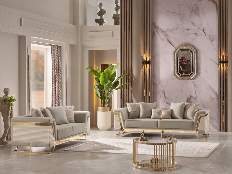 Rixos 2-pieces (Sofa & Loveseat) Livingroom Set Cream in Cream - 200-RIX-NSIE20-32