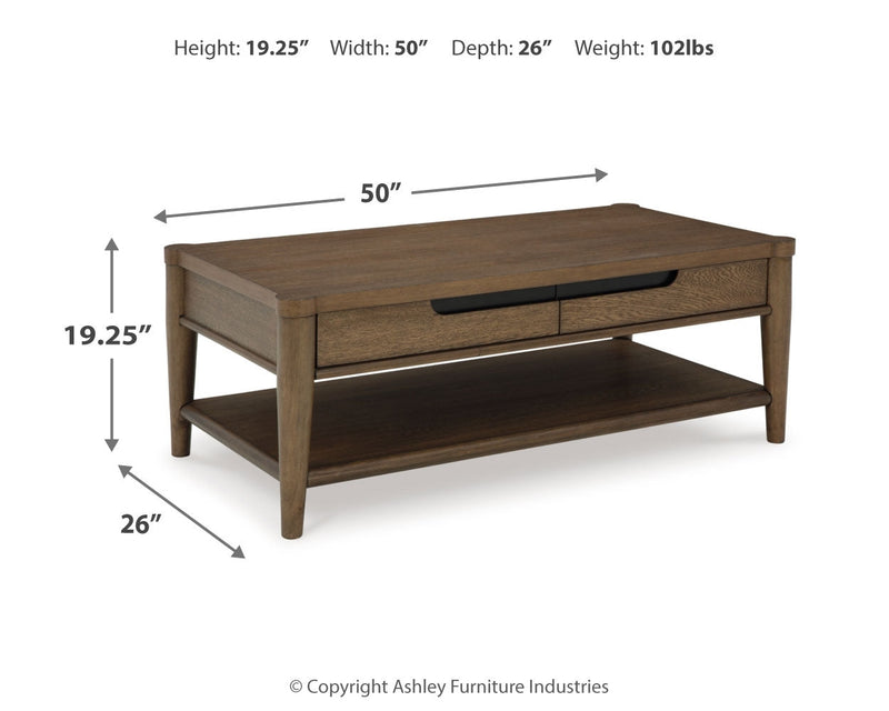 Roanhowe Coffee Table with 1 End Table in Brown - PKG016518