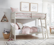 Robbinsdale Antique White Bunk Bed and Mattresses - B742B45