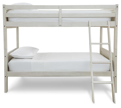 Robbinsdale Antique White Bunk Bed and Mattresses - B742B45