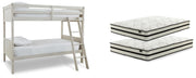 Robbinsdale Antique White Bunk Bed and Mattresses - B742B45