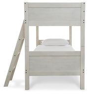 Robbinsdale Antique White Bunk Bed and Mattresses - B742B45