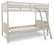 Robbinsdale Antique White Bunk Bed and Mattresses - B742B45