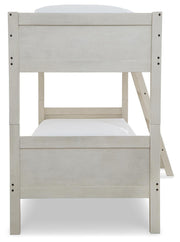 Robbinsdale Antique White Bunk Bed and Mattresses - B742B45