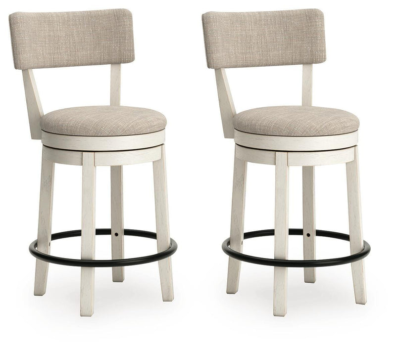 Robbinsdale Antique White Counter Height Barstool, Set of 2 - D642-224