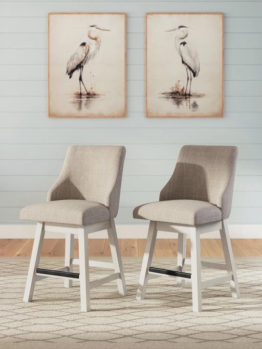 Robbinsdale Antique White Counter Height Barstool, Set of 2 - D642-324