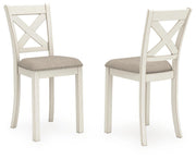 Robbinsdale Antique White Counter Height Dining Table, 2 Barstools, Bench and Server - D642D8