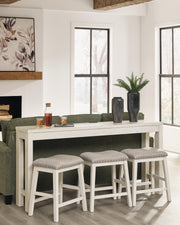 Robbinsdale Antique White Counter Height Dining Table and 3 Barstools Set - D642-113