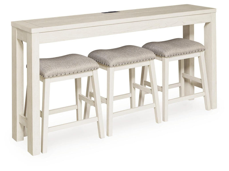 Robbinsdale Antique White Counter Height Dining Table and 3 Barstools Set - D642-113