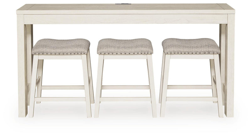 Robbinsdale Antique White Counter Height Dining Table and 3 Barstools Set - D642-113