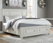 Robbinsdale Antique White King Storage Bed and 2 Nightstands - B742B37