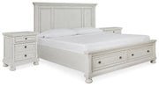 Robbinsdale Antique White King Storage Bed and 2 Nightstands - B742B37