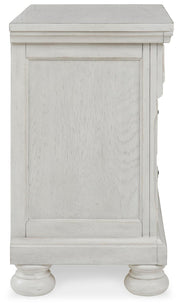 Robbinsdale Antique White King Storage Bed and 2 Nightstands - B742B37