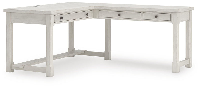 Robbinsdale Antique White L-Shaped Home Office Desk - H742H1