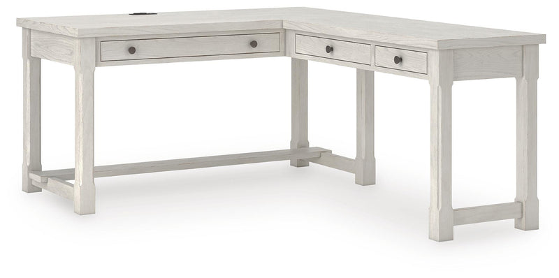 Robbinsdale Antique White L-Shaped Home Office Desk - H742H1