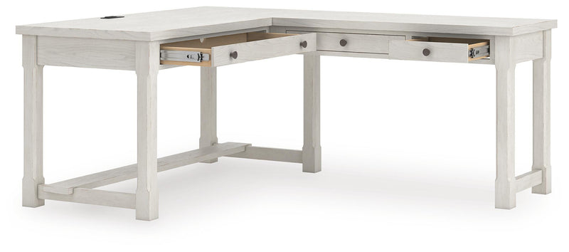 Robbinsdale Antique White L-Shaped Home Office Desk - H742H1