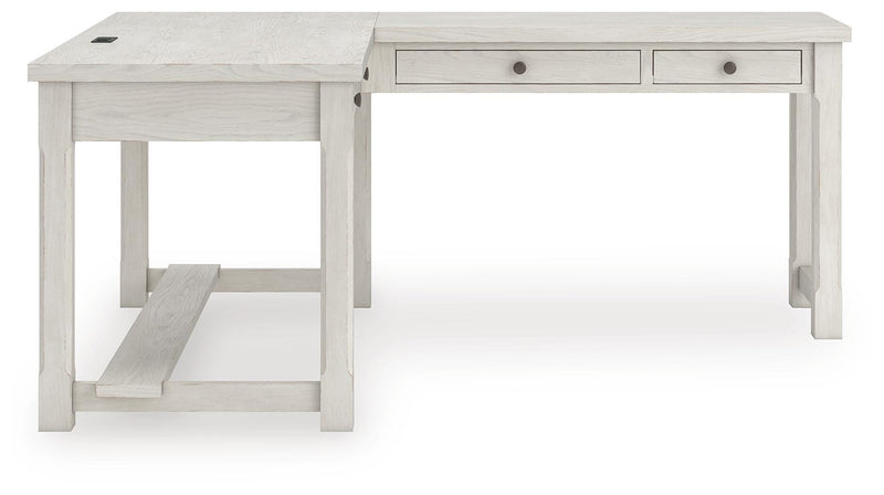 Robbinsdale Antique White L-Shaped Home Office Desk - H742H1