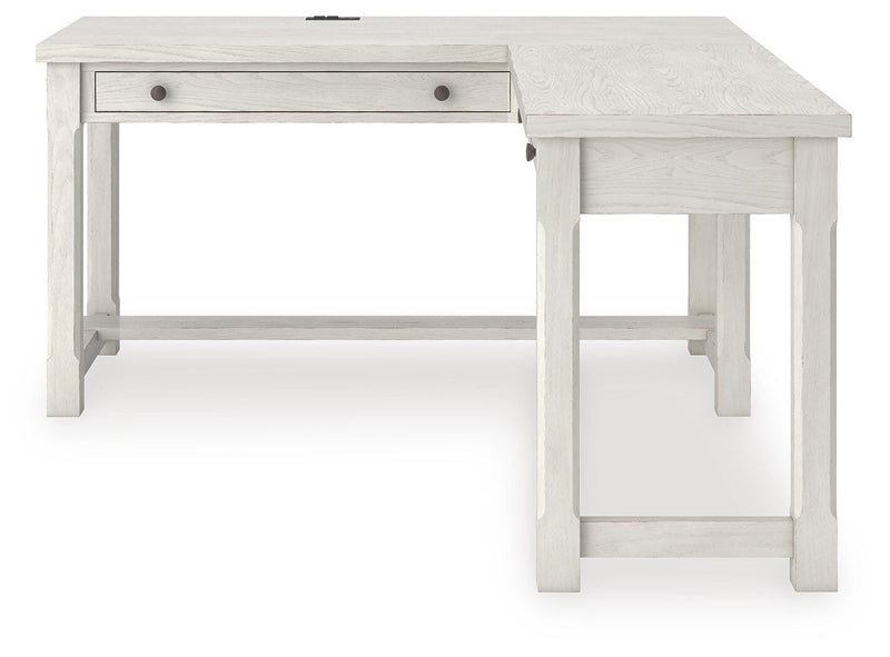 Robbinsdale Antique White L-Shaped Home Office Desk - H742H1