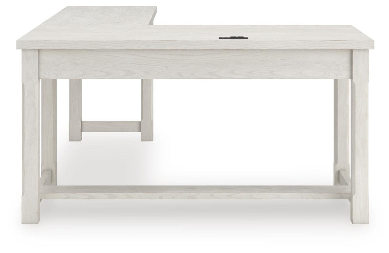 Robbinsdale Antique White L-Shaped Home Office Desk - H742H1