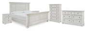 Robbinsdale Antique White Queen Panel Bed, Dresser, Chest and 2 Nightstands - B742B35