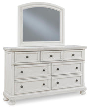 Robbinsdale Antique White Queen Panel Storage Bed, Dresser, Mirror and Chest - B742B27