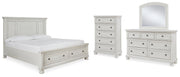 Robbinsdale Antique White Queen Panel Storage Bed, Dresser, Mirror and Chest - B742B27