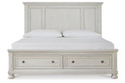 Robbinsdale Antique White Queen Panel Storage Bed - Gate FurnitureQueen Bed