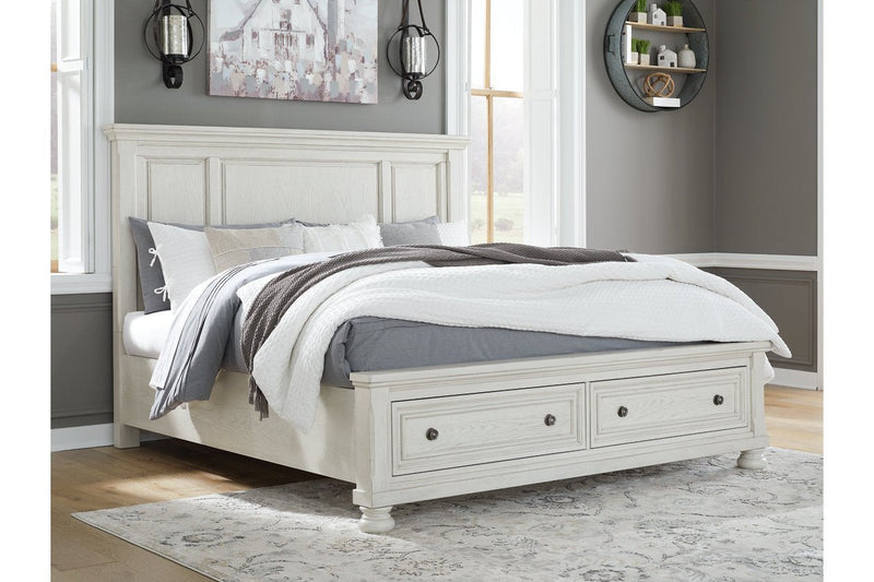 Robbinsdale Antique White Queen Panel Storage Bed - Gate FurnitureQueen Bed