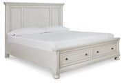 Robbinsdale Antique White Queen Panel Storage Bed - Gate FurnitureQueen Bed
