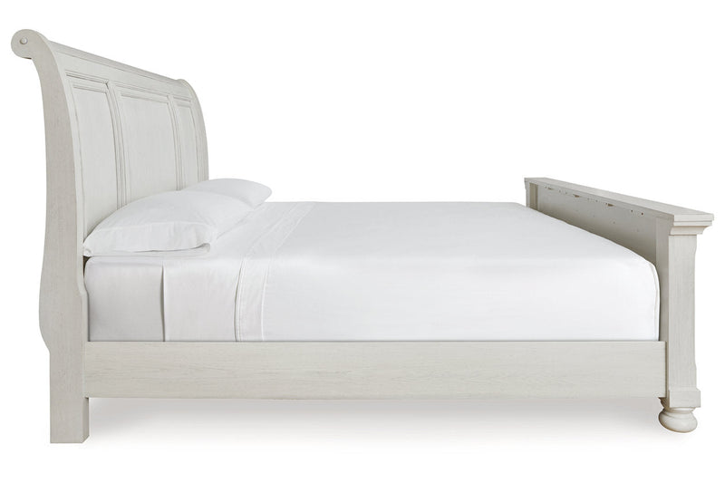 Robbinsdale Antique White Queen Sleigh Bed - Gate FurnitureQueen Bed