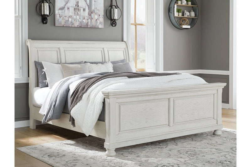 Robbinsdale Antique White Queen Sleigh Bed - Gate FurnitureQueen Bed