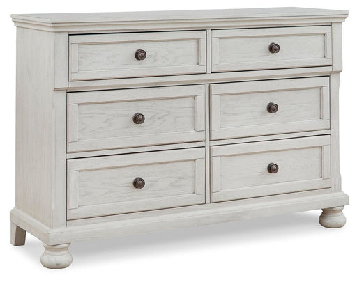 Robbinsdale Antique White Twin over Full Bunk Bed, Dresser and Chest - B742B32